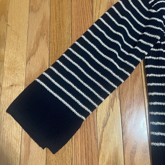 J. crew navy and white striped cotton collared v-neck sweater women’s XS - Picture 4 of 9